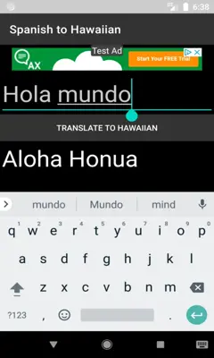 Spanish to Hawaiian Translator android App screenshot 2